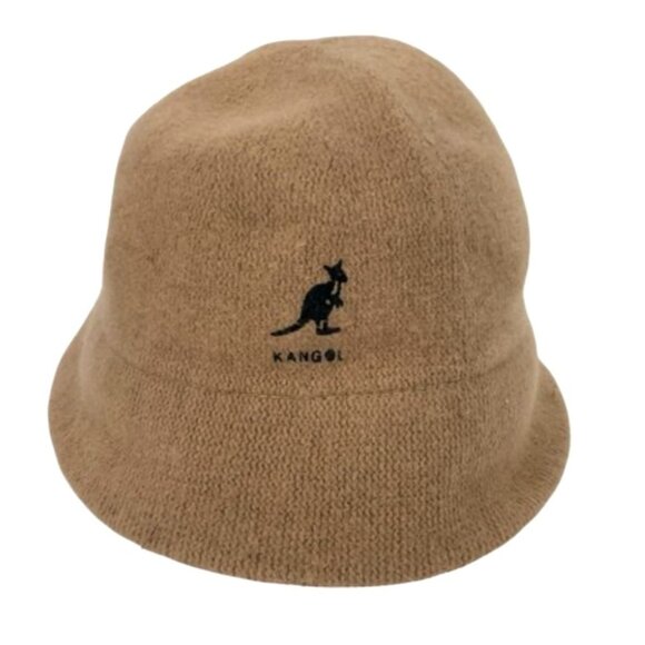 Kangol Angora Bucket Hat Camel Brown Textured Wool Blend Minimalist Streetwear - Picture 5 of 7